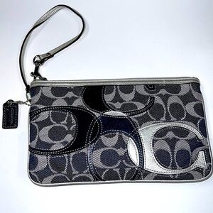 Coach Denim Canvas Large Zip Pouch Clutch Wristlet
